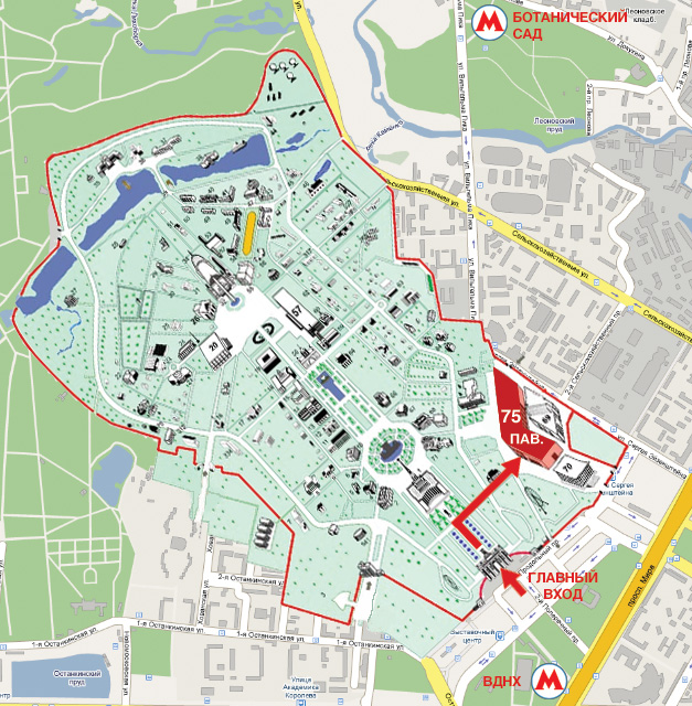 Схема прохода к павильону 75 на ВДНХ
