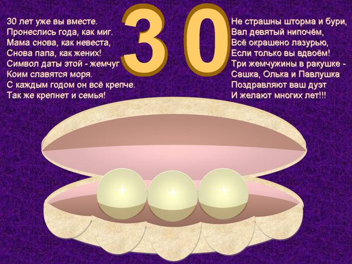 Поздравление родителей с годовщиной свадьбы 30 лет от детей Поздравление родителей с годовщиной свадьбы 30 лет от детей