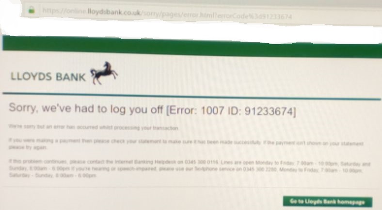 Lloyds Bank Internet Banking Error 1007 Id 912336 Inna Balzina